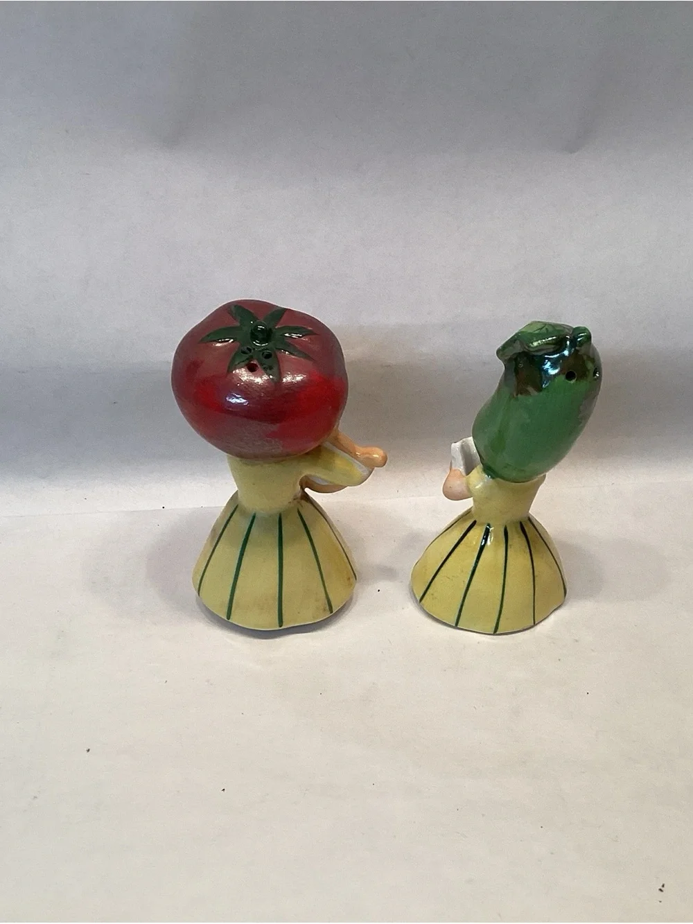 Vintage Anthropomorphic Cucumber & Tomato Salt & Pepper NEW OS Napco Japan 50s